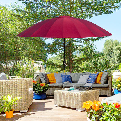 8ft Wine Red Shanghai Garden Parasol with Crank & Tilt