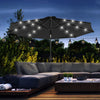 9ft Solar Patio Umbrella Outdoor Sunshade 24 LED Lights Tilt Canopy Black