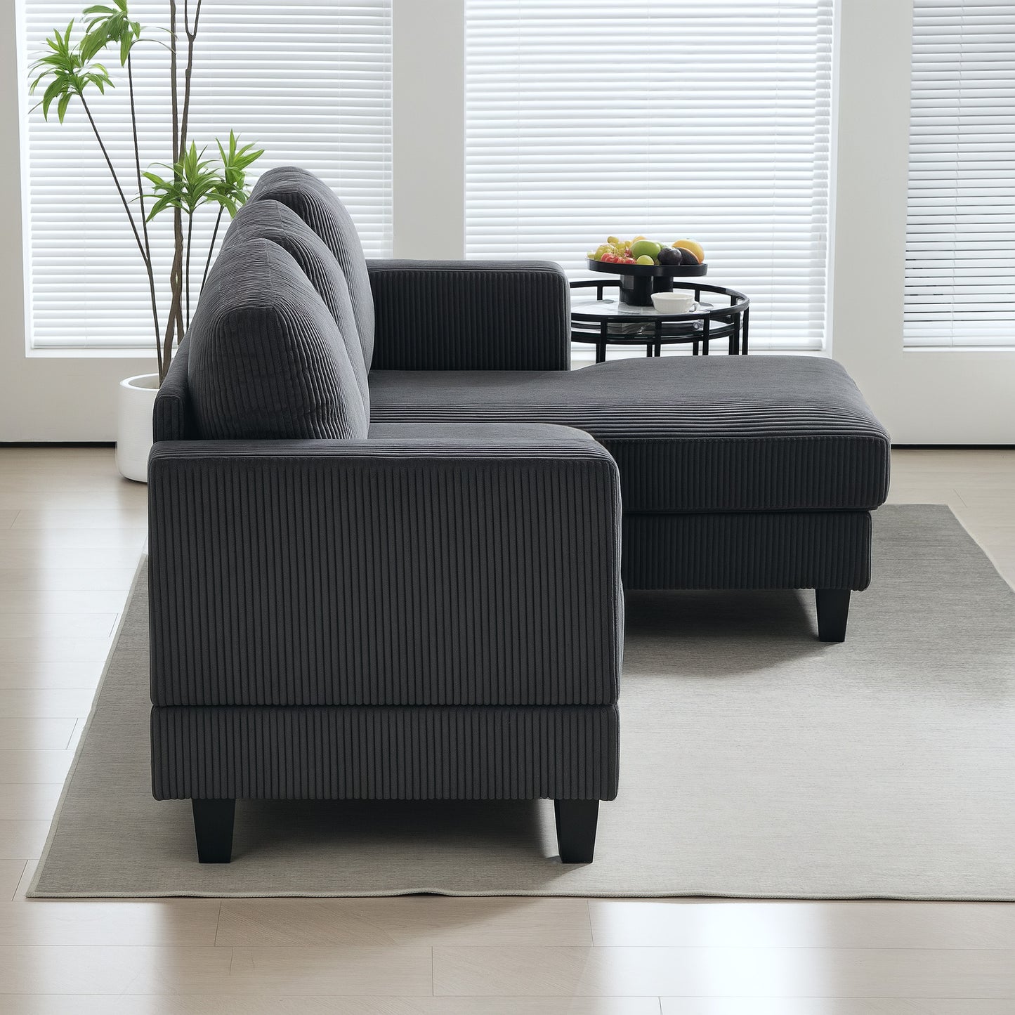 L Shaped Couch, L Shape Sofa with Chaise Lounge and Spring Cushion for Living Room, Bedroom, Grey