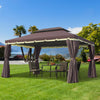 10' x 13' Coffee Aluminum Gazebo with Netting & Curtains
