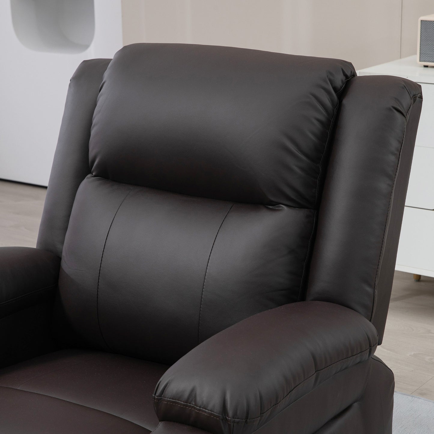 Lift Chair for Seniors, PU Leather Upholstered Electric Recliner Chair with Remote, Side Pockets, Quick Assembly, Brown