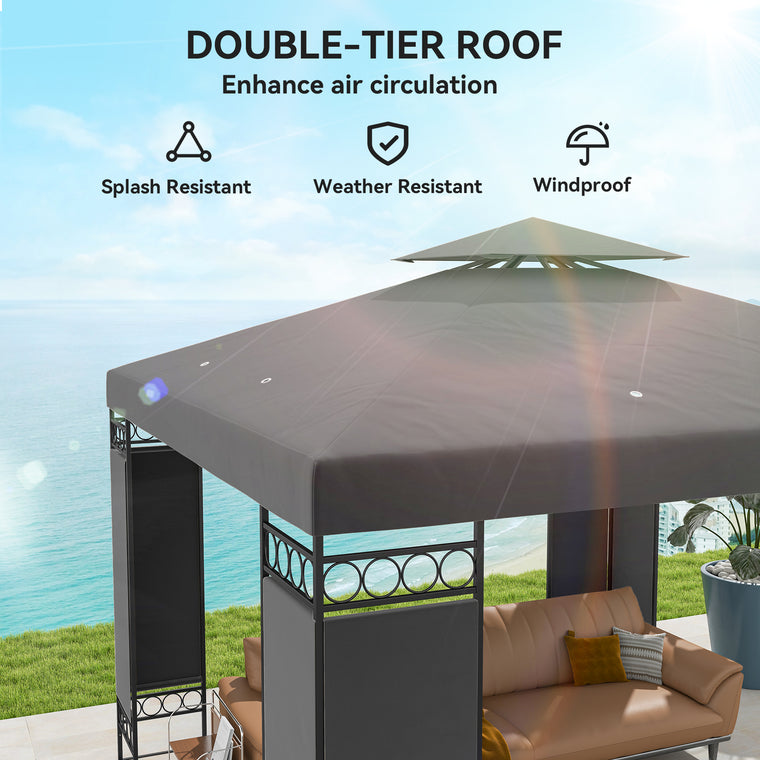 10' x 10' Dark Grey Canopy Gazebo with Screen Panels