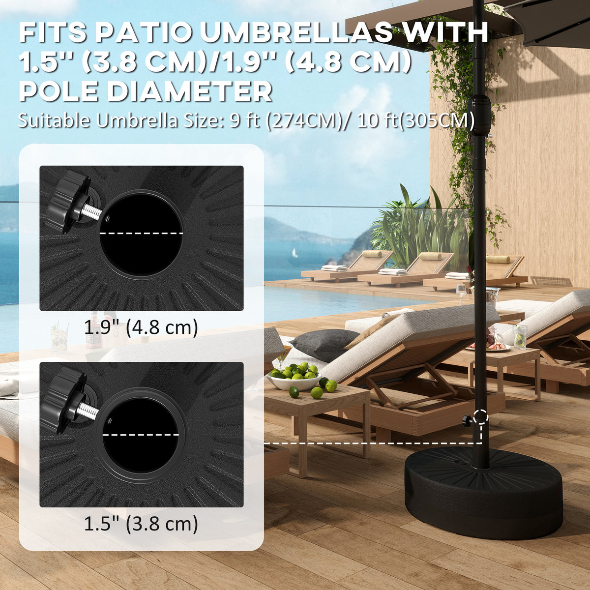 20" Fillable Water/Sand Umbrella Base Stand