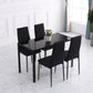 Modern Dining Chairs High Back Upholstered Linen Fabric with Metal Legs for Kitchen Black