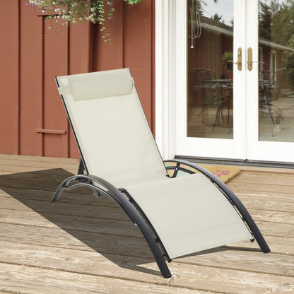 Aluminum Reclining Tanning Chair with Headrest Pillow