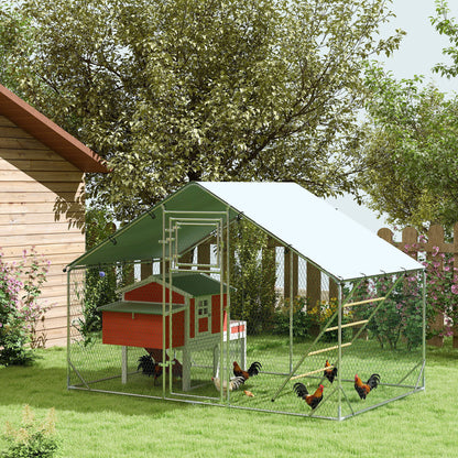 Large Metal Chicken Run with Waterproof Cover for 6-8 Chickens