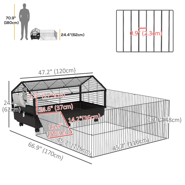 Guinea Pig Cage with Foldable Playpen & Water Bottle