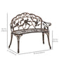 40" Outdoor Garden Bench, Cast Aluminum Antique Rose Style Patio Garden Park Loveseat Bench for Backyard, Porch, Balcony, Lawn, Bronze