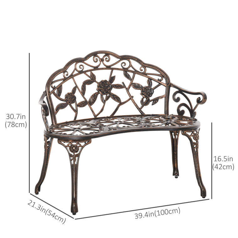 Bronze Cast Aluminum 40" Garden Loveseat Bench
