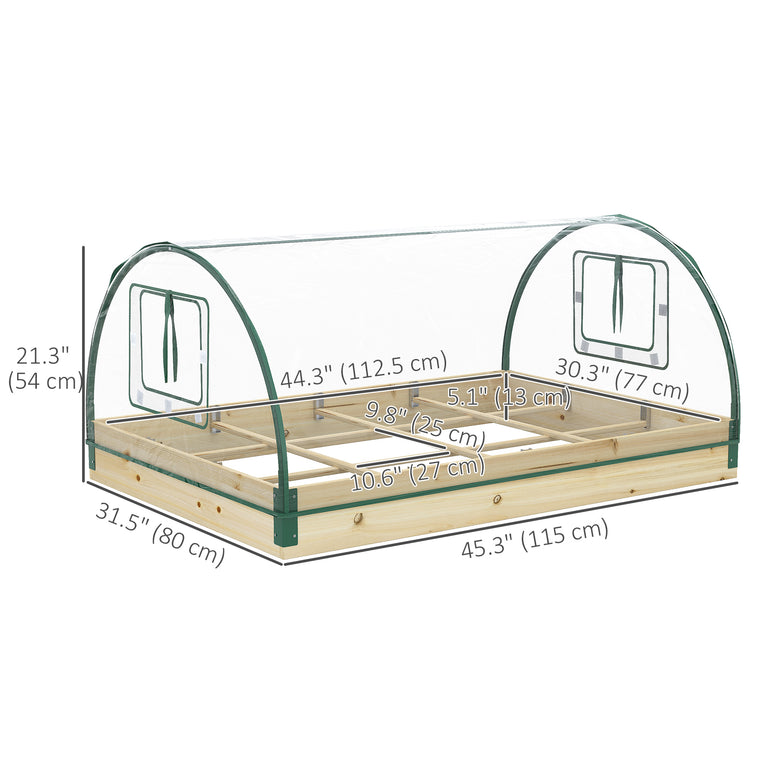 4' x 3' x 2' Natural Wood Raised Garden Bed with Greenhouse