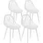 Modern Dining Chairs Set of 4, Plastic Kitchen Chairs with Hollow Backrest and Metal Legs for Living Dining Room, White