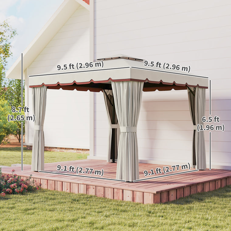 10' x 10' Cream White Soft-Top Gazebo with Curtains
