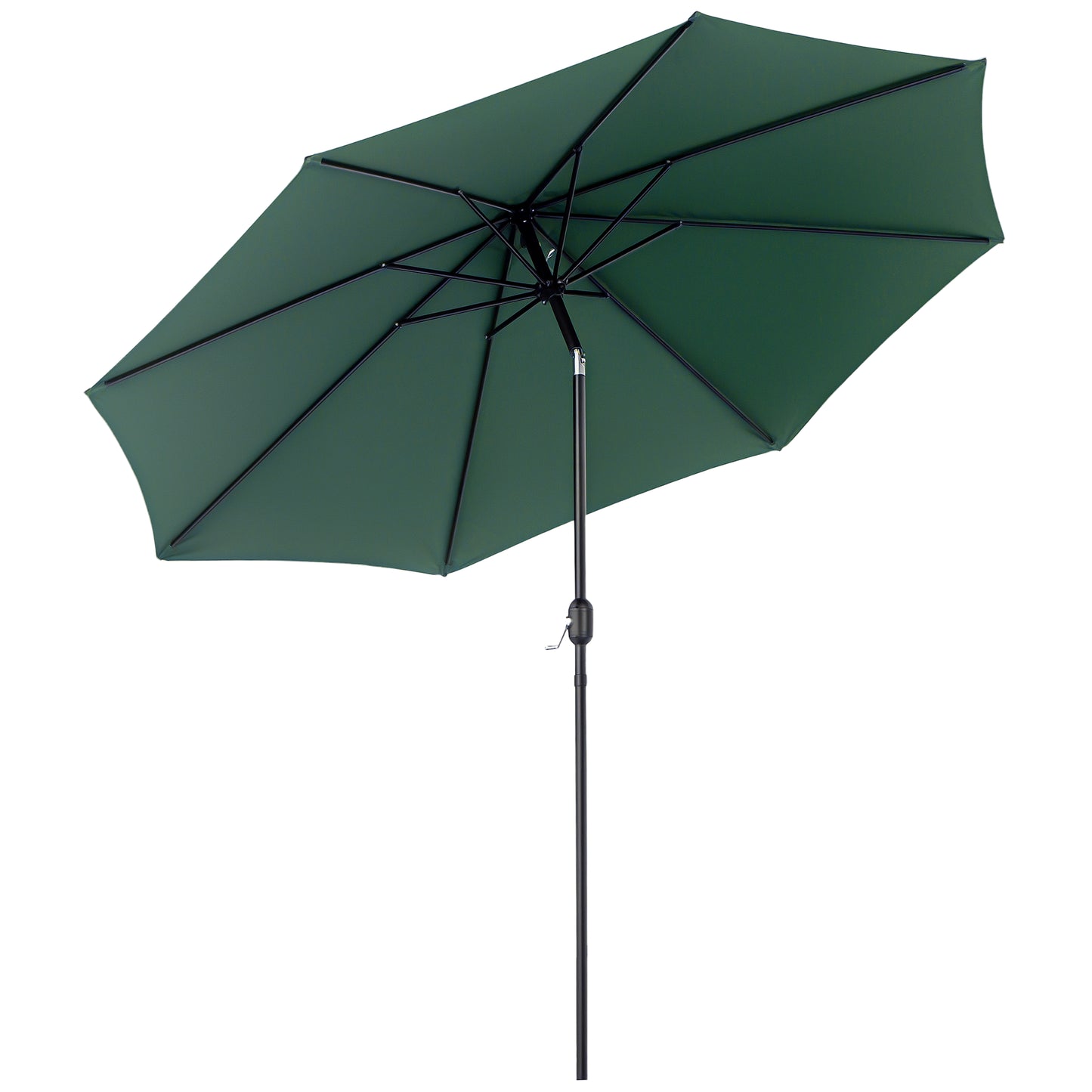 10' x 8' Round Market Umbrella, Patio Umbrella with Crank Handle and Tilt, Outdoor Parasol for Garden, Bench, Lawn, Green