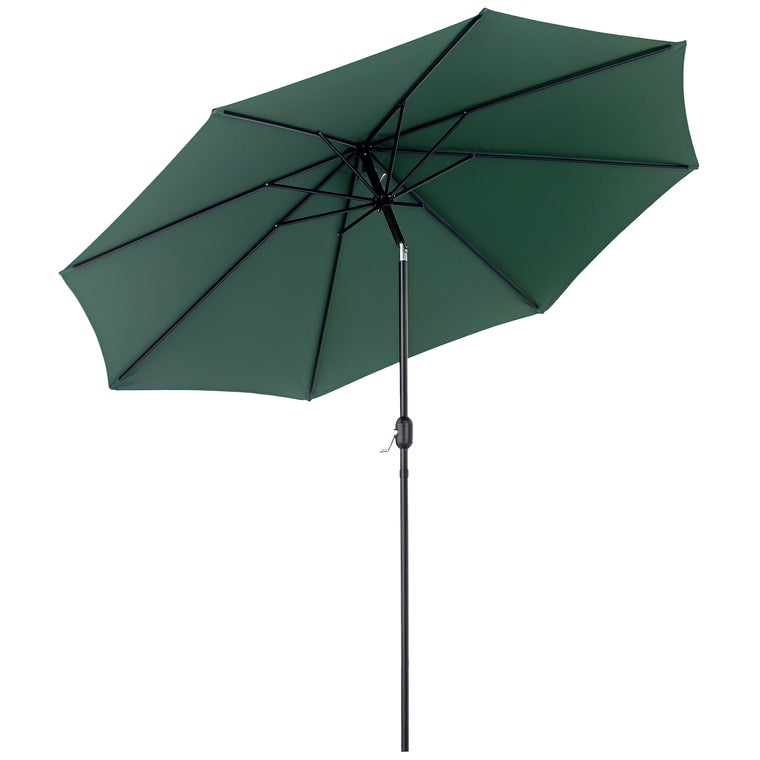10' x 8' Green Round Market Umbrella with Crank & Tilt