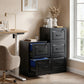3 Drawer File Cabinet with Lock, Vertical Filing Cabinet with Adjustable Hanging Bars for A4 and Letter Size, Black