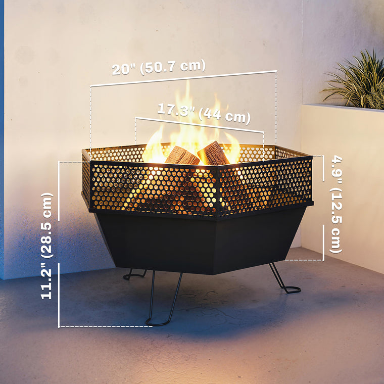 20" Foldable Wood-Burning Fire Pit with Poker