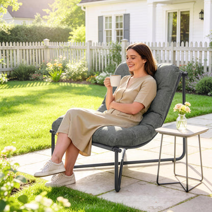 Sling Lounge Chair with Breathable Wide Seat and Cushion