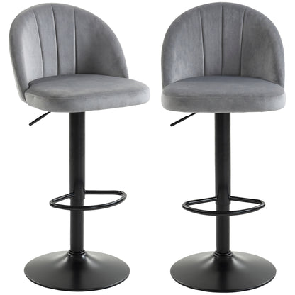 Swivel Counter Height Bar Stools Set of 2 with Footrest - Grey