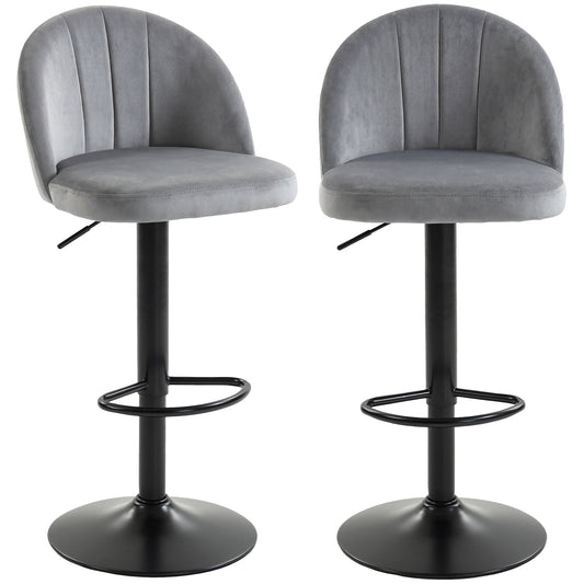 Swivel Counter Height Bar Stools Set of 2 with Footrest - Grey