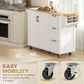 Kitchen Island with Drop Leaf, Rolling Kitchen Cart with Power Outlet, Cabinet, 3 Drawers, Spice Rack, Towel Bar, White