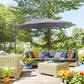 Φ10' Deluxe Patio Umbrella Outdoor Market Parasol Banana Hanging Offset Sunshade Crank Cross Base Grey