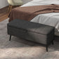 40" Ottoman with Storage, Linen Upholstered Storage Ottoman Bench with Steel Legs for Living Room, Bedroom Black