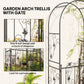 7ft Steel Garden Arch with Gate, Garden Arbor Trellis for Climbing Plants, Roses, Vines, Wedding Arch for Outdoor, Garden, Lawn, Backyard, Black