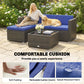 3 Pieces Patio Furniture Set with Cushions, Outdoor PE Rattan Wicker Conversation Corner Sofa Set with Glass Top Table