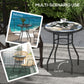 23.6" Round Patio Table, Outdoor Side Table with Glass Printed Top, Multicolour