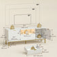 Modern TV Console for TVs up to 60 Inch, Entertainment Center with Smart RGB LED Lights and Soft Close Doors, White