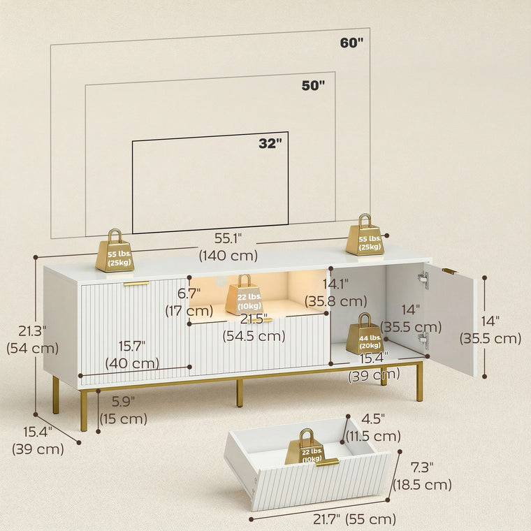 TV Console with RGB LED Lights and Soft-Close Doors