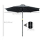 10' x 8' Round Market Umbrella, Patio Umbrella with Crank Handle and Tilt, Outdoor Parasol for Garden, Black