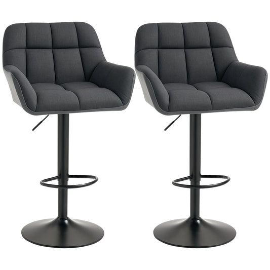 Swivel PU Leather Bar Stools Set of 2 - Black
