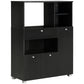 Compact Kitchen Pantry Buffet Server Hutch Storage Cabinet with Microwave Oven Stand Drawer and Shelves, Black