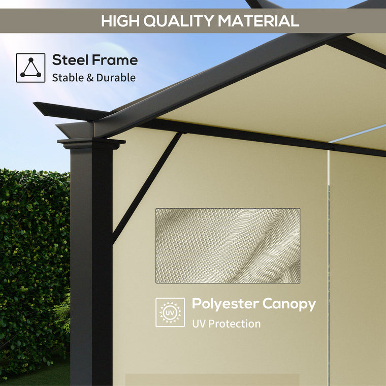 11' x 11' Beige Retractable Pergola Canopy