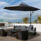 9.7ft Offset Patio UmbrellaCantilever Parasol with Crank Handle, 8 Ribs and Cross Base for Outdoor, Sun Shade, Black