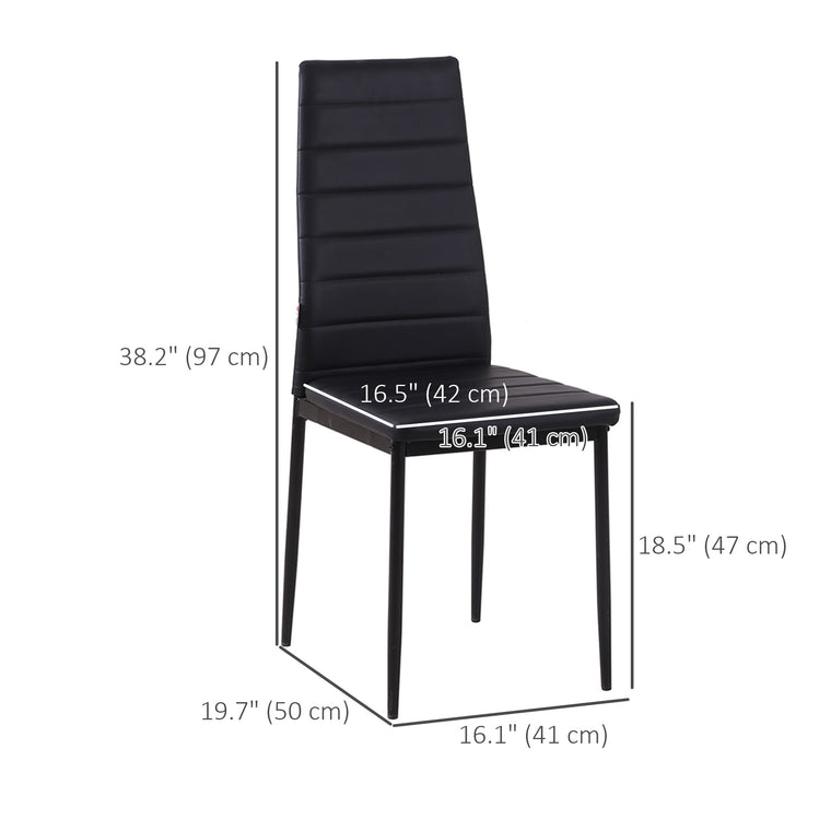 Set of 4 High-Back PU Leather Dining Chairs