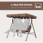 3-Seater Outdoor Porch Swing with Adjustable Canopy, Patio Swing Chair for Garden, Poolside, Backyard, Red