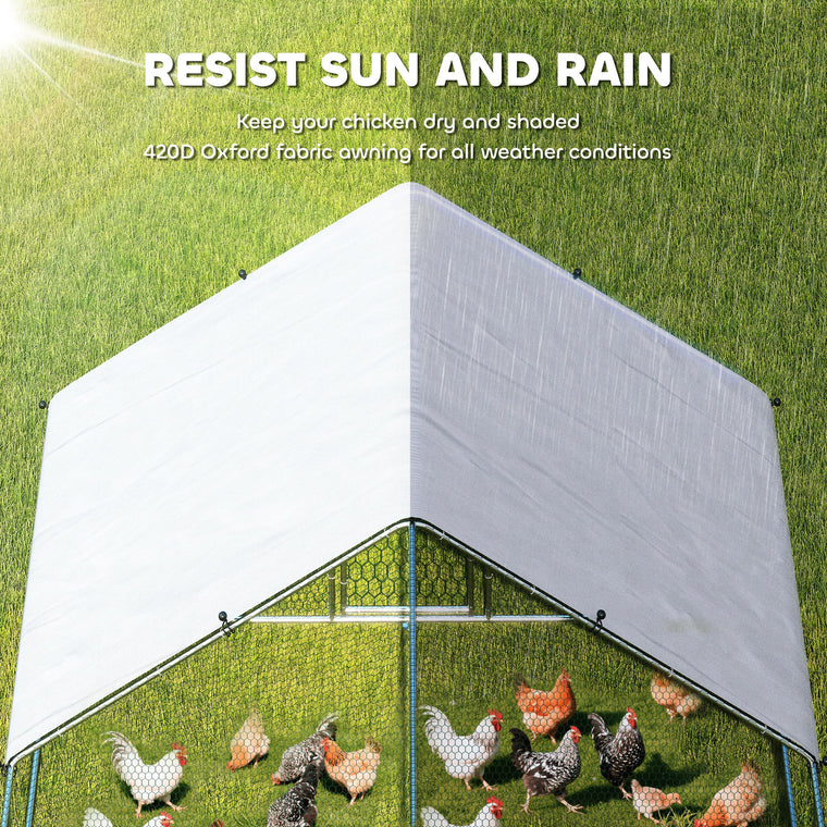 32.8' x 9.8' Metal Chicken Coop with Water & UV Protection