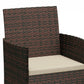 Wicker Bistro Set, 3 Piece Patio Furniture Set with 2-Tier Glass Top Table, Cushions for Balcony, Porch, Khaki