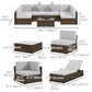 9 Pieces Wicker Patio Furniture Set with Cushion, Light Grey