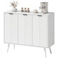 Modern Sideboard and Buffet, Dining Room Cabinet with Adjustable Shelves and 3 Doors, White