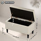 Storage Ottoman, Linen Fabric End of Bed Bench with Button Tufted Storage Bench for Bedroom, Beige