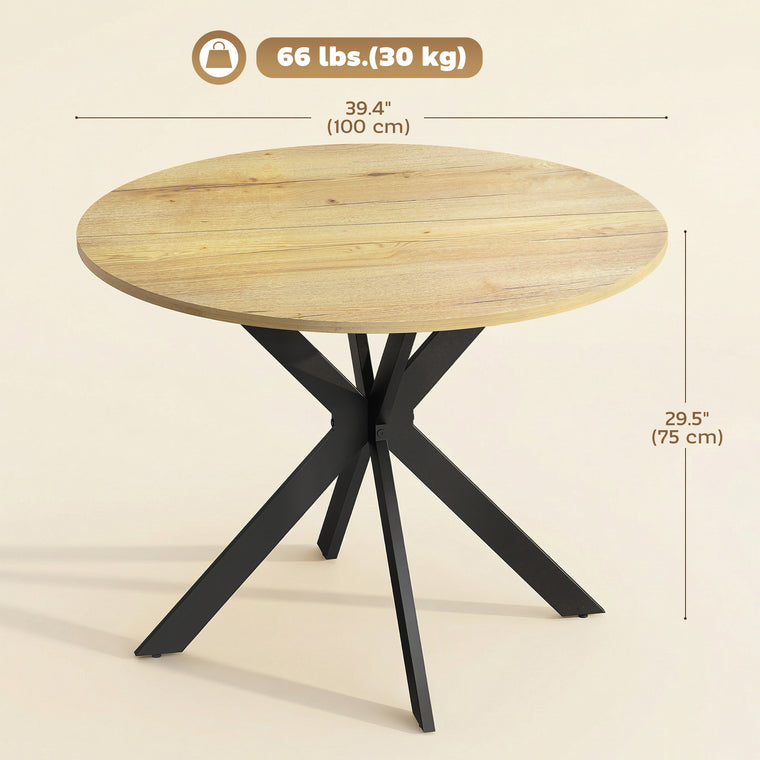 39" Round Dining Table with Steel Legs