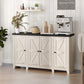 Rustic Sideboard, Buffet Cabinet with Adjustable Shelves for Living Room, Dining Room, Entryway, White Wood Grain