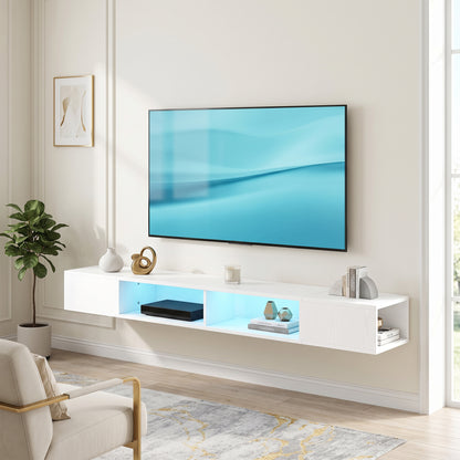 75" TV Stand with RGB LED Lights and Open Shelves