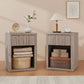 Nightstand with Drawer and Open Shelf, Modern Bedside Table Set of 2 for Bedroom Living Room, Grey