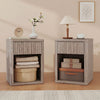 Nightstand with Drawer and Open Shelf, Modern Bedside Table Set of 2 for Bedroom Living Room, Grey