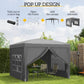 10'x10' Outdoor Pop Up Party Tent Wedding Gazebo Canopy with Carrying Bag (Grey)