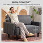 Loveseat Sofa, Linen 2 Seater Sofa Couch with Thick Padded Seat & Backrest for Living Room, Home Office, Dark Grey